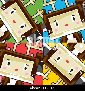 Cute Cartoon Block Rentier Charakter Stock Vektor