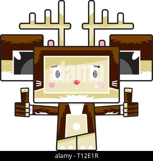 Cute Cartoon Block Rentier Charakter mit Daumen hoch Stock Vektor