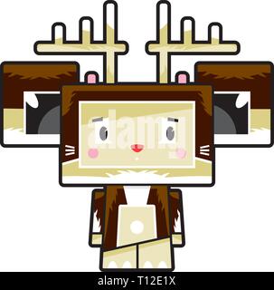 Cute Cartoon Block Rentier Charakter Stock Vektor