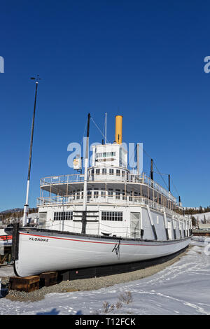 WHITEHORSE, Yukon, Kanada, 8. März, 2019: Berühmte SS Klondike Dampfer auf dem Yukon River Banken. Whitehorse ist die Hauptstadt und die einzige Stadt des Yukon, und Stockfoto