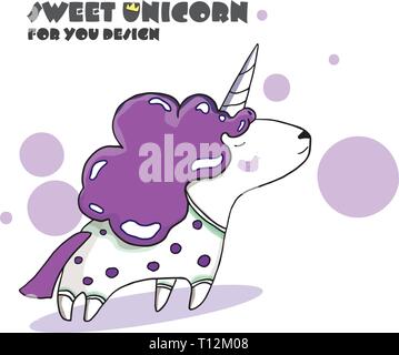 Aquarell isoliert cute Aquarell Einhorn clipart. Baumschule Einhörner Abbildung. Prinzessin Einhörner Poster. Trendy pink cartoon Pferd. Geburtstag invi Stock Vektor