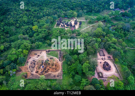 Mein Sohn ist ein großer Komplex von religiösen Reliquien besteht aus Cham architektonischen Werke. Weltkulturerbe der UNESCO in Quang Nam, Vietnam. Stockfoto