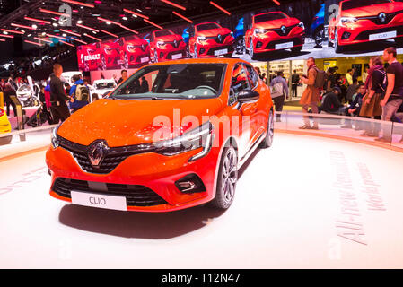 Genf/Schweiz - 9. März 2019: Genfer Autosalon, Neuer Renault Clio Stockfoto