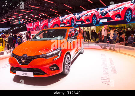 Genf/Schweiz - 9. März 2019: Genfer Autosalon, Neuer Renault Clio Stockfoto