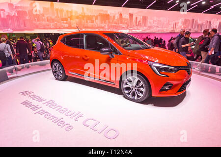 Genf/Schweiz - 9. März 2019: Genfer Autosalon, Neuer Renault Clio Stockfoto