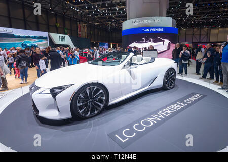 Genf/Schweiz - 9. März 2019: Genfer Autosalon, Lexus LC Cabrio Konzept Stockfoto