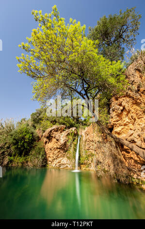 Pego do Inferno Wasserfall in Tavira, Portugal - Algarve schöne grüne Lagune Stockfoto