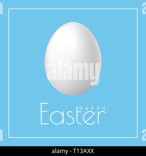 Frohe Ostern Grußkarte mit Eier und Osterhasen im flachen Design. Vector Illustration. Stock Vektor