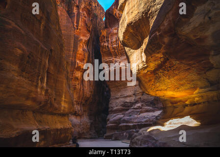 Th Siq, Haupteingang nach Petra in Jordanien Stockfoto