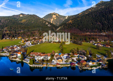 Deutschland, Bayern, Oberbayern, See Walchen, Kochel am See am Abend Stockfoto