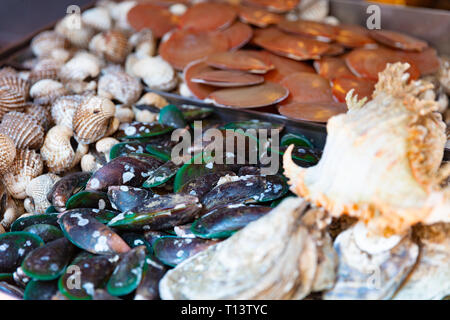 Meeresfrüchte zum Verkauf an lokalen Thai Market Street Stockfoto