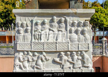 Der Obelisk von Theodosius ist die Alte Ägyptische Obelisk des Pharao Thutmosis III. im Hippodrom von Konstantinopel durch den römischen Kaiser errichtet. Stockfoto