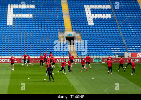 Cardiff, Großbritannien. 23 Mär, 2019. Wales v Slowakei UEFA Euro 2020 Qualifier in Cardiff City Stadium, Credit: Lewis Mitchell/Alamy leben Nachrichten Stockfoto