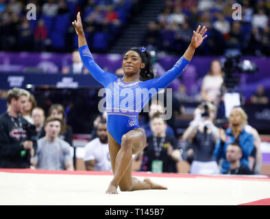 London, Großbritannien. 23 Mär, 2019. London, 23. März, 2019 Simone Biles während der Superstars von Gymnastik bei 02 Areana, London, England am 23. Mär 2019. Credit: Aktion Foto Sport/Alamy leben Nachrichten Stockfoto