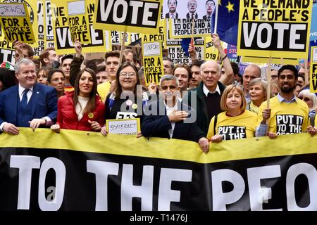 London, Großbritannien. 23. März, 2019. Sadiq Khan, Bürgermeister von London, Sir Vince Cable, Abstimmung der März, Piccadilly, London.UK Credit: michael Melia/Alamy leben Nachrichten Stockfoto