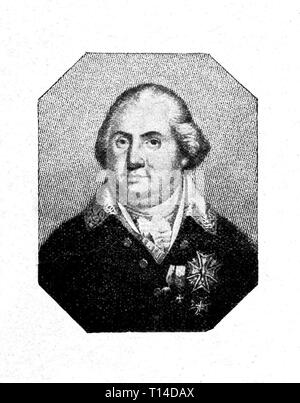 Louis XVIII von Frankreich. Digital verbesserte Reproduktion von Illustrierter Überblick über das Leben der Menschheit im 19. Jahrhundert, 1901 edition, Marx Verlag, St. Petersburg. Stockfoto