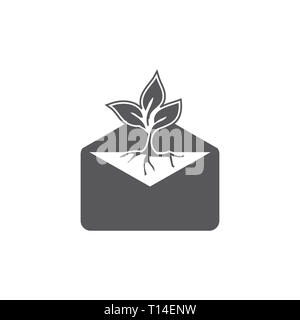 Abbildung: Flachbild Symbol schreiben und Blatt Farbe schwarz-Vektor isoliert Flachbild Brief und Blatt Symbol Stockfoto