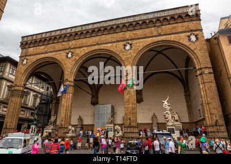 Die Loggia dei Lanzi in Florenz, Italien. Stockfoto