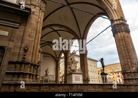 Die Loggia dei Lanzi in Florenz, Italien. Stockfoto