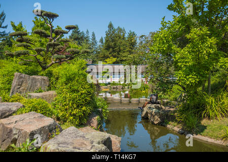 Japanischer Garten auf der Isle de Versailles in Nantes, Nantes, Ile de Versailles, Jardin Japonais - Nantes, Insel Versailles, einen japanischen Garten Stockfoto