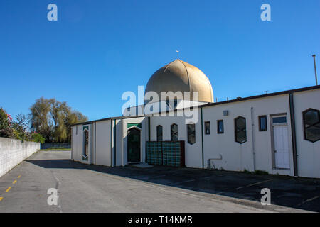 Christchurch, Canterbury, Neuseeland,: Masjid Al Noor: an die Stelle des 15. März 2019 Christchurch Moschee Shootings Stockfoto