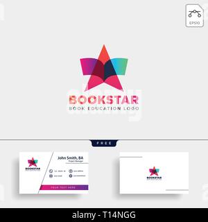 Star buch Bildung Gradient negativ einfaches Logo template Vector Illustration icon-Element isoliert - Vektor Datei Stock Vektor