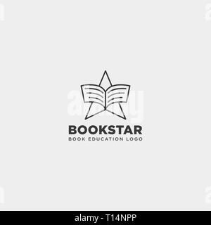 Star buch Bildung Gradient negativ einfaches Logo template Vector Illustration icon-Element isoliert - Vektor Datei Stock Vektor