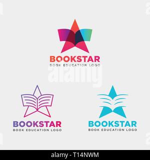 Star buch Bildung Gradient negativ einfaches Logo template Vector Illustration icon-Element isoliert - Vektor Datei Stock Vektor