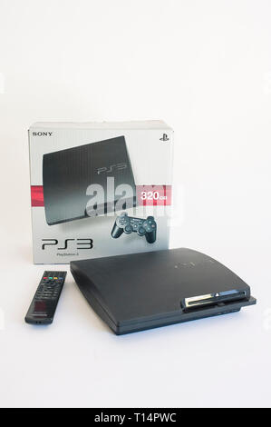 Fotos aus einem alten Sony PS3-Spielkonsole. Stockfoto