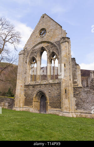 Die Ruinen von Valle Crucis Abbey gegründet als Zisterzienserkloster in 1201 und 1537 geschlossen während der Auflösung der Klöster Stockfoto