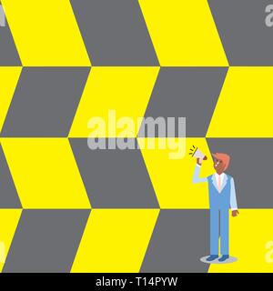 Unternehmer suchen, Halten und Sprechen über Megaphon mit Band Icon Design Business Konzept leere Raum modernen abstrakten Hintergrund Stock Vektor