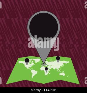 Bunte riesige Standortmarkierung Pin zeigt auf einen Bereich oder ein GPS-Adresse auf Karte Design Business Konzept leere Raum modernen abstrakten Hintergrund Stock Vektor