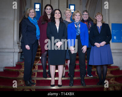 Pressekonferenz mit Anna Soubry, Sarah Wollaston und Heidi Allen, die die Konservative Partei die neue unabhängige Gruppe von Abgeordneten, mit: L-R ehemalige Tory Partei Abgeordnete Sarah Wollaston, Heidi Allen, Anna Soubry und ehemaligen Labour MP Joan Ryan Wo: London, Großbritannien Wann: 20. Feb. 2019 Credit: Wheatley/wann zu melden Sie beendet haben Stockfoto