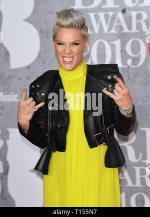 Die Brit Awards 2019 in der O2-Ankunft mit statt: Pink Wo: London, Großbritannien Wann: 20. Feb. 2019 Credit: WENN.com Stockfoto