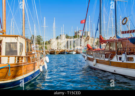 Bodrum, Türkei, 20. Mai 2010: Segelboote im Marina Stockfoto