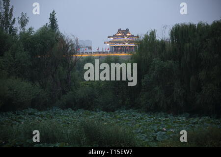 Alte Turm, Liaocheng City, Provinz Shandong, China. Stockfoto