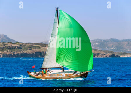 Bodrum, Türkei, 23. Oktober 2010: Bodrum Cup Rennen, Gulet Holz- Segelboote Stockfoto