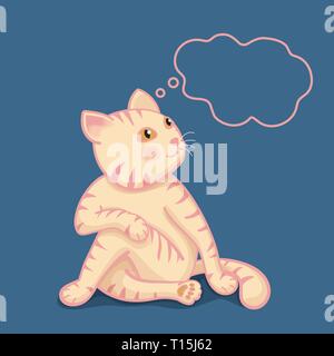 Cartoon cat im Yoga Cute darstellen, Meditation, verdrillt mit unverankerten Feld für Text auf blauem Hintergrund darstellen, kann es als Poster, Postkarte, complim verwendet werden. Stock Vektor