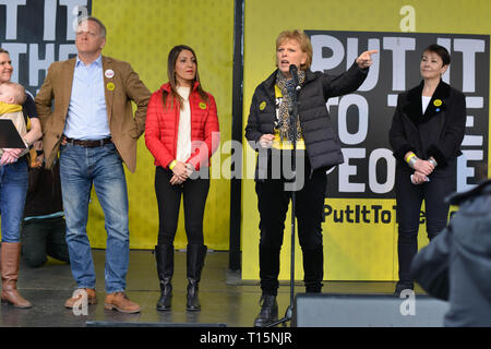 Eigenständige Gruppe MP Anna Soubry spricht über 'Abstimmung' März in Parliament Square, London, 23. März, 2019. Quelle: Thomas Krych/Alamy leben Nachrichten Stockfoto