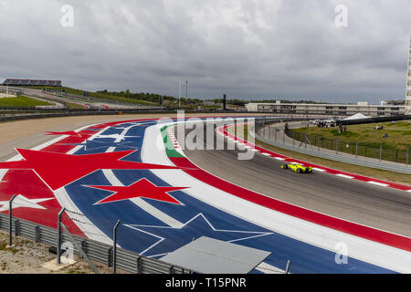 Austin, Texas, USA. 23 Mär, 2019. SIMON PAGENAUD (22) von Frankreich geht durch die Drehungen während der Praxis für die INDYCAR Klassiker am Stromkreis des Americas in Austin, Texas. (Bild: © Walter G Arce Sr Asp Inc/ASP) Stockfoto