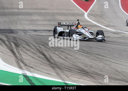 Austin, Texas, USA. 23 Mär, 2019. SANTINO FERRUCCI (R) (19) Von den Vereinigten Staaten durch die dreht sich während der Praxis geht für die INDYCAR Klassiker am Stromkreis des Americas in Austin, Texas. (Bild: © Walter G Arce Sr Asp Inc/ASP) Stockfoto