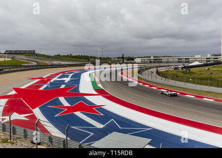 Austin, Texas, USA. 23 Mär, 2019. SANTINO FERRUCCI (R) (19) Von den Vereinigten Staaten durch die dreht sich während der Praxis geht für die INDYCAR Klassiker am Stromkreis des Americas in Austin, Texas. (Bild: © Walter G Arce Sr Asp Inc/ASP) Stockfoto