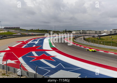 Austin, Texas, USA. 23 Mär, 2019. SIMON PAGENAUD (22) von Frankreich geht durch die Drehungen während der Praxis für die INDYCAR Klassiker am Stromkreis des Americas in Austin, Texas. (Bild: © Walter G Arce Sr Asp Inc/ASP) Stockfoto