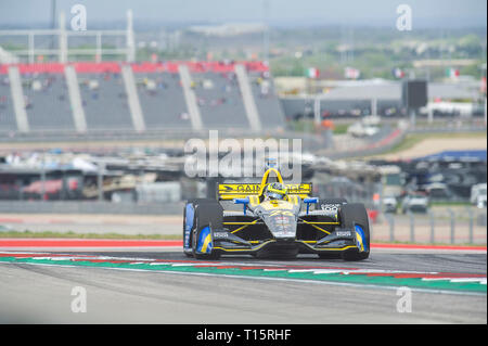 Austin, Texas, USA. 23 Mär, 2019. Zach Veach #26 Honda mit Team Andretti Autosport in Aktion Praxis 3 in der Indycar Classic, Stromkreis des Americas in Austin, Texas. Mario Cantu/CSM/Alamy leben Nachrichten Stockfoto