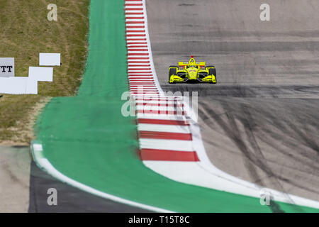 Austin, Texas, USA. 23 Mär, 2019. SIMON PAGENAUD (22) von Frankreich geht durch die Drehungen während der Praxis für die INDYCAR Klassiker am Stromkreis des Americas in Austin, Texas. (Bild: © Walter G Arce Sr Asp Inc/ASP) Stockfoto