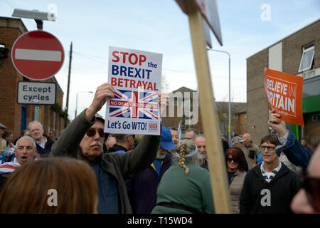 Nottingham, UK. 23 Mär, 2019. Verlassen bedeutet marchers verlassen, in Beeston, Nottingham Credit: Chris Whiteman/Alamy leben Nachrichten Stockfoto