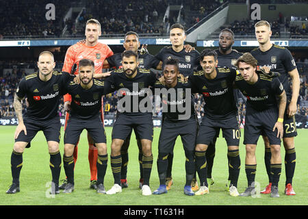 Los Angeles, CA, USA. 23 Mär, 2019. LAFC Starter posieren für ein Foto des Teams vor dem Spiel zwischen Real Salt Lake City und Los Angeles FC am Stadion Banc von Kalifornien in Los Angeles, CA., USA. (Foto von Peter Joneleit) Credit: Csm/Alamy leben Nachrichten Stockfoto