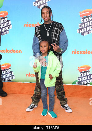 Los Angeles, Kalifornien, USA. März 2019. 23. März 2019 – Los Angeles, Kalifornien – Tyga. 2019 Nickeldeon Kid's Choice Awards im USC Galen Center. Foto: Birdie Thompson/Admedia Stockfoto