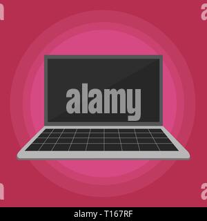 Laptop mit Raster Design Tastatur und leeren schwarzen Bildschirm auf pastellfarbenen Hintergrund Design Business Konzept leere Raum modernen abstrakten Hintergrund Stock Vektor