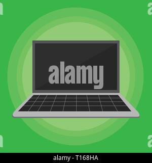 Laptop mit Raster Design Tastatur und leeren schwarzen Bildschirm auf pastellfarbenen Hintergrund Design Business Konzept. Business ad für Website und Promotion Banner. emp Stock Vektor